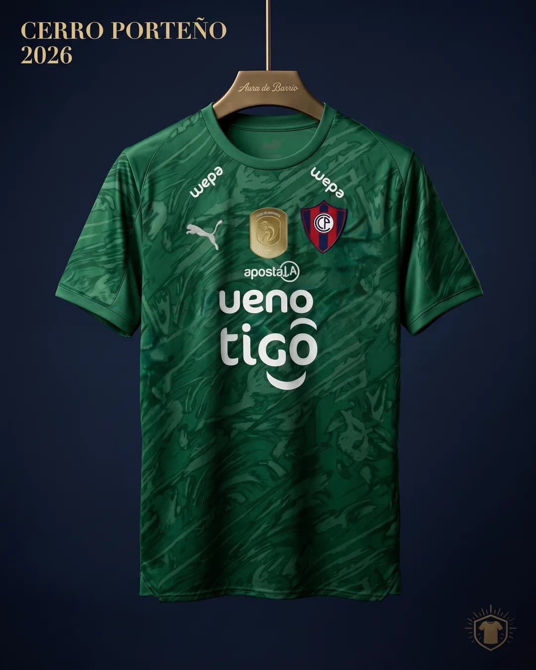Camiseta arquero 2026 de Club Cerro Porteño (recreación)