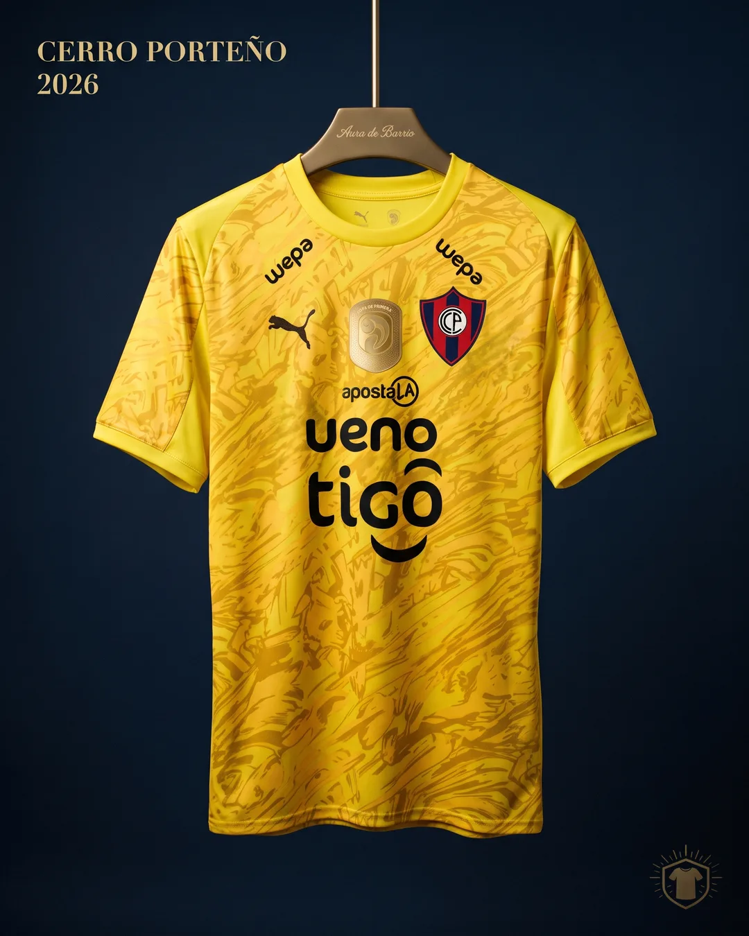 Camiseta arquero 2026 de Club Cerro Porteño (recreación)