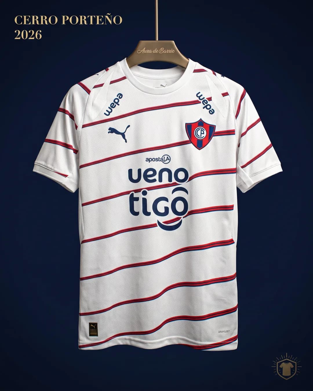 Camiseta visitante 2026 de Club Cerro Porteño (recreación)
